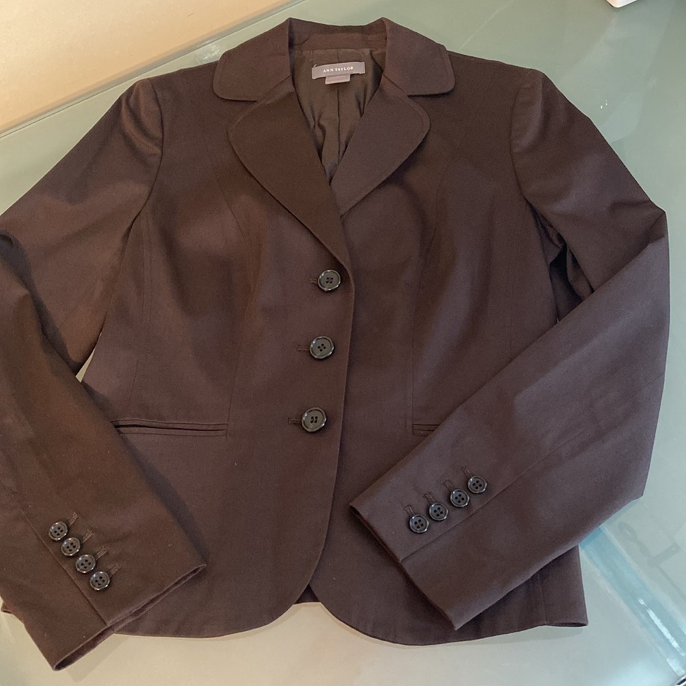 Ann Taylor Blazer Ann Taylor Chocolate Brown Blazer with Stretch Size 6